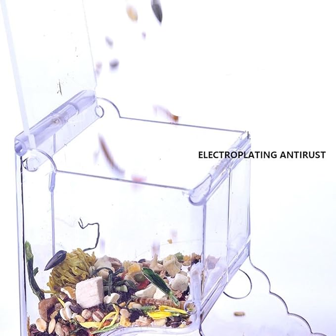 Hamsters Feeder Small Animals Automatic Dispenser Acrylic Clear Pet Food Storage Bowl for Dwarf Hamster Gerbils Mice Hedgehog Guinea Pig Pigeon Parrots (300ML)