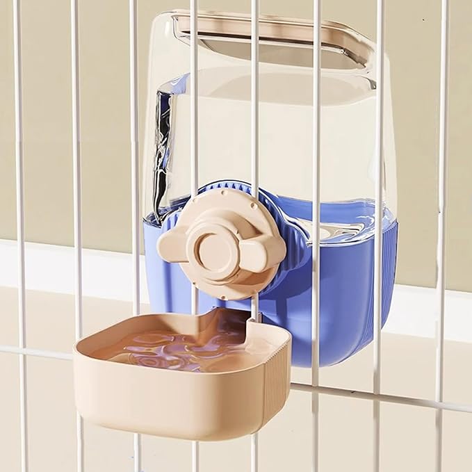 Pet Hanging Automatic Feeders Drinking Bowls，Gravity Rabbit Feeder and Water Set，Cage Cat Food Bowl Feeding Station for Puppy Kitten Chinchilla Hedgehog Guinea Pig Ferret (Pink Blue-Water)