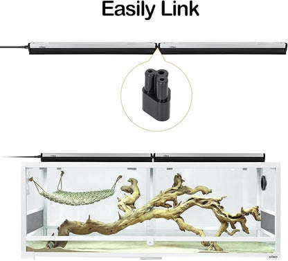 Oiibo T5 UVB Reptile Lighting Combo Kit, Reptile Light Fixture with Desert 12.0 UVB Bulb High Output T5 HO UVB Reptile Light with Detachable Curved Reflector(24W)