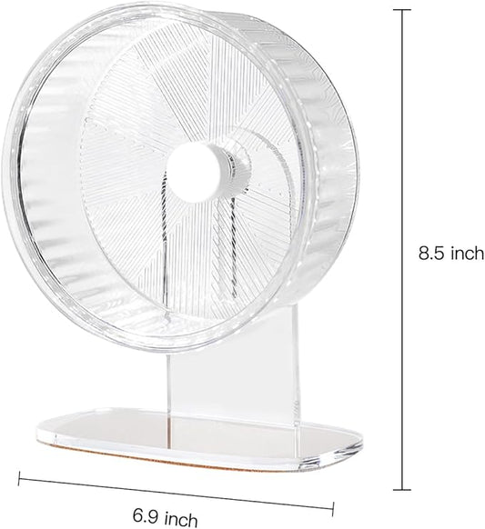 Super-Silent Hamster Exercise Wheel: Silent Spin Toys Hamster Running Wheels with Height Adjustable Stand for Hamsters Gerbils Mice Or Other Small Animals -6.5inch Clear