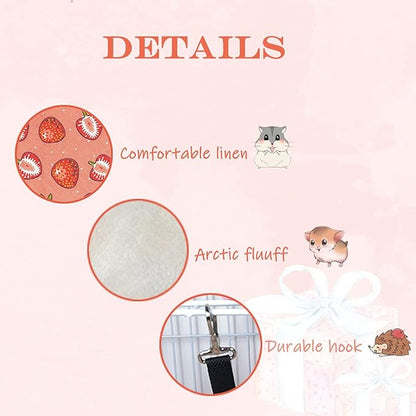 LEFTSTARER Pet Small Animal Hanging Hammock Ferret Bunkbed Hammock Cage Toy for Hamster Rat Sugar Glider Parrot Guinea Pig Hideout Play Sleep (Strawberry X 2pcs)