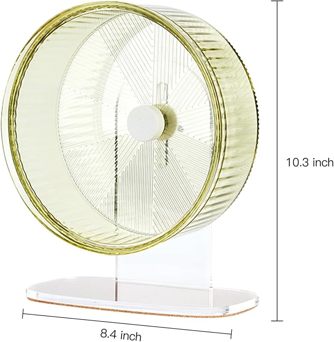 Super-Silent Hamster Exercise Wheel: Silent Spin Toys Hamster Running Wheels with Height Adjustable Stand for Hamsters Gerbils Mice Or Other Small Animals -8.5inch Green