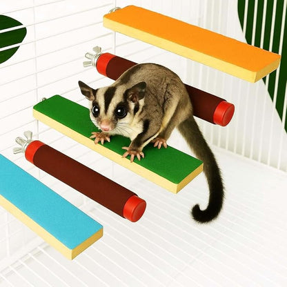 Sugar Glider Toys Sharpening Claws Toys for Bird Cage Accessories Steps Toys Bird Toys for Parrots Small Animal Climbing Steps Scratching Snadpaper for Cages Parakeet perches ﻿ (Set A)