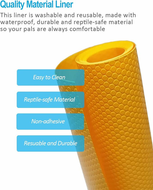 Bearded Dragon Tank Accessories, Reptile Terrarium Liner Substrate for Leopard Gecko, Snake, Lizard and Tortoise, Non-Adhesive Reptile Carpet Bedding for Reptile Tank, Yellow
