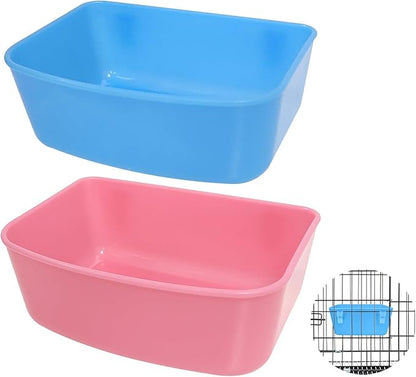 6 Pack Feeder (Blue, Pink), Hanging Feeder,Food and Water Container, Bath Water Bowl Universal for Birds Hamsters Mice Rats Rabbit Guinea Pig Small Pets (M)