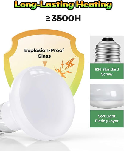 Reptile Heat Lamp 2 Pack, 100W Heat Lamp Bulbs for Reptiles, Amphibians Basking Heat Lamp Bulbs, UVA Daylight Basking Light for Reptiles, Bearded Dragon, Lizard, Turtle, Chicken