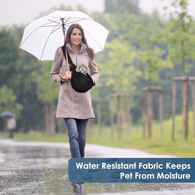 Lukovee Pet Sling, Hand Free Dog Sling Carrier Adjustable Padded Strap Tote Bag, Shoulder Bag with Safety Belt & Front Pocket for Small Dog Cat Puppy (BN,M)