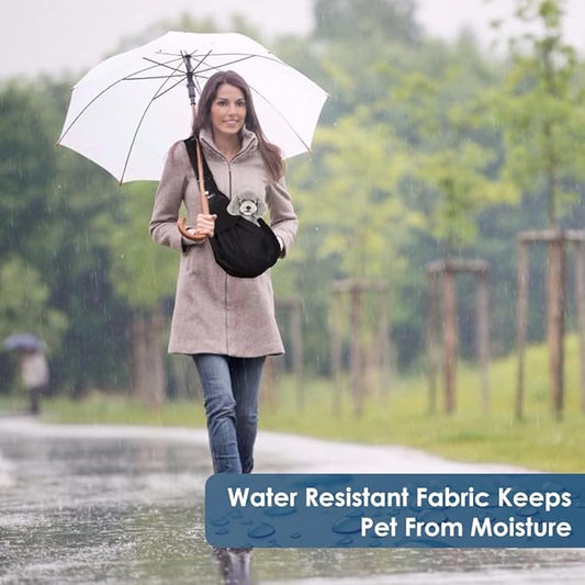 Lukovee Pet Sling, Hand Free Dog Sling Carrier Adjustable Padded Strap Tote Bag Breathable Cotton Shoulder Bag Front Pocket Safety Belt Carrying Small Dog Cat Puppy Machine Washable (BN, S)