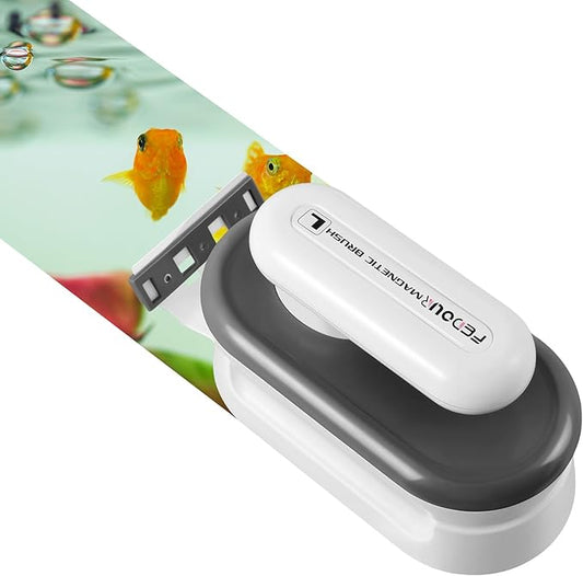 FEDOUR Aquarium Strong Magnetic Cleaner with 2 Detachable Algae Scraper, Fish Tank Magnet Cleaning Tool, Aquarium Floating Scrubber Brush for Glass and Acrylic Tanks 0.3-1 inch (Large)