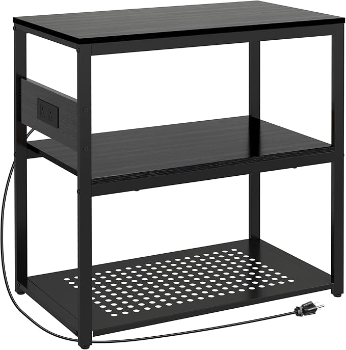 20-29 Gallon Fish Tank Stand with Power Outlets, 3-Tier Metal Aquarium Stand, Breeder Reptile Tank Stand with Shelf for Home Office, 660LBS Capacity, 29.5 x 15.8 x 30.1 inches, Black