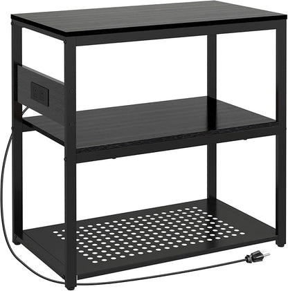 20-29 Gallon Fish Tank Stand with Power Outlets, 3-Tier Metal Aquarium Stand, Breeder Reptile Tank Stand with Shelf for Home Office, 660LBS Capacity, 29.5 x 15.8 x 30.1 inches, Black