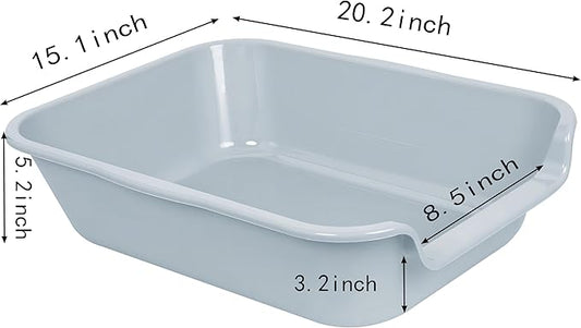 2 Pack Extra Large Dog Litter Box Pan Tray (ABS Material), Low Entry Jumbo Senior Litter Boxes for Multiple Kitten Big Cats, Pet Safe Indoor Dog Potty (Light Gray, 20" L x 15" W)