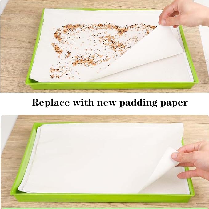 Allazone 100 Sheets Bird Cage Liner Papers, Disposable Bird Cage Paper Liners, Cuttable Pet Animal Cages Cushion, Precut Absorbent Bird Paper for Bird Parrot Small Animal, 7.9'' X 10.6''