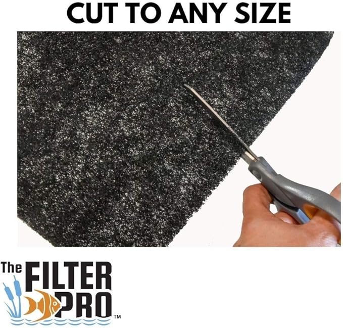 Black Coarse Filter Media, 1.25" Thick, 12" x 56" Roll, Perfect for Aquariums, Ponds or Water Gardens, Made in USA