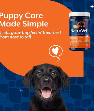 NaturVet All-In-One Puppy Daily Care, 6-In-1 Support Dog Soft Chews to Help Bones, Joints, Digestion, Teeth, Cognition, and More, Hickory Smoked Bacon Flavored Pet Supplement for Puppies, 60 Count Jar