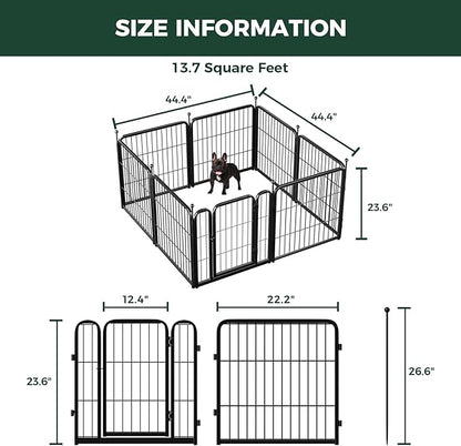 FXW Rollick Unleashed Dog Playpen for Indoor, Yard, RV Camping, 24 inch 8 Panels for Small and Puppy Dogs, Black│Patented