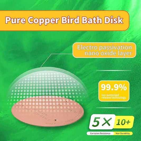 LUPING 2PCS Bird Bath Copper Disk, 99.99% Pure Copper Disk with Triple Point Support for All Season Long Outdoor Birdbaths Water Features Fountains Cleaning