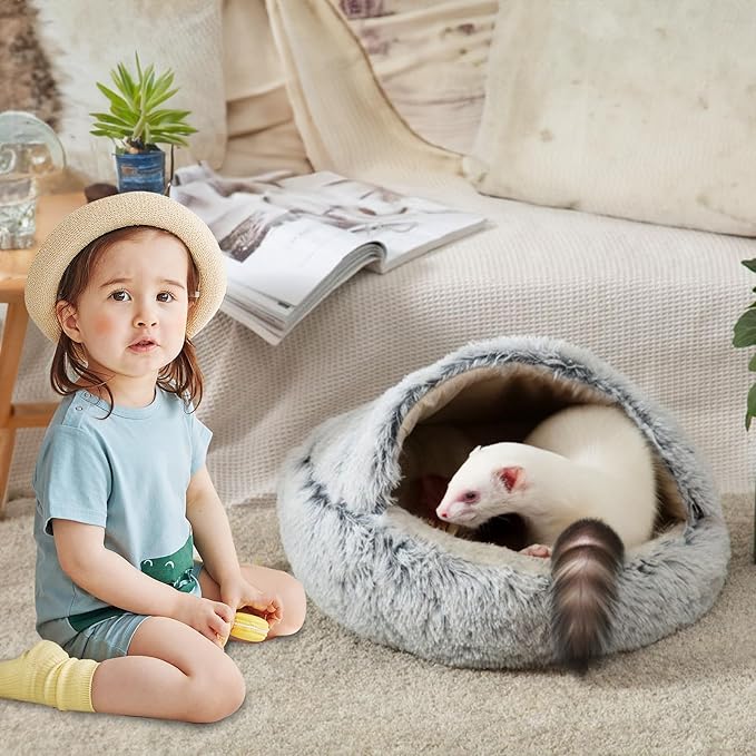 Ferret Bed Cave and Hideouts | Hammock for Cage | Hideaway Bed Accessories | Small Pet Cushion Long Plush Soft Washable for Ferret & Small Animals