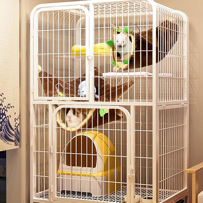LEFTSTARER Ferret Rat Hammock Bed - Guinea Pig Tunnel Hideout Cage Accessories Toy for Hamster Sugar Glider Chinchilla (3.Bunkbed Hammock)