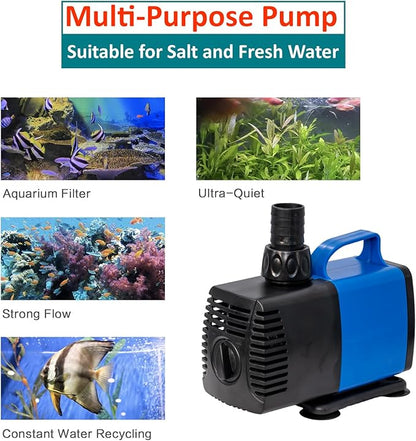 1190 GPH Submersible Pump(4500L/H,35W) Ultra Quiet Adjustable Amphibious Internal External Water Pump for Pond,Aquarium,Fish Tank,Fountain,Hydroponics,Statuary,Sump Pump - 3 Pcs