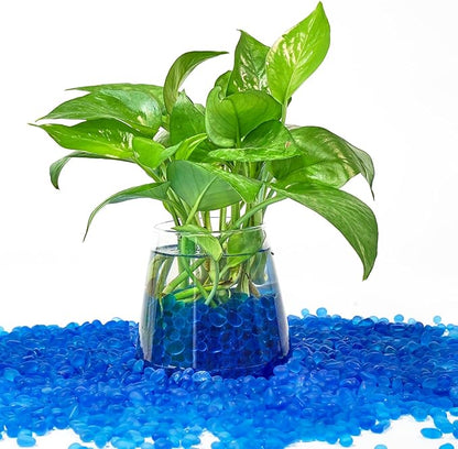 QEQEKAKA Sea Glass Stones for Crafts About 1LB (405g/14.28oz) Blue Glass Pebbles Gemstones Bulk for Beaching Wedding DIY Decoration Aquarium Turtle Tank Vase Filler (Lake Blue)