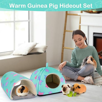 Unicorn Catcher Guinea Pig Hideout and Tunnel, 2 Pack Soft Washable Guinea Pig Bedding for Cages