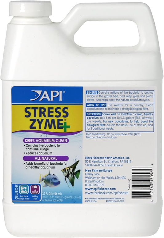API STRESS ZYME Freshwater and Saltwater Aquarium Cleaning Solution 32-Ounce Bottle