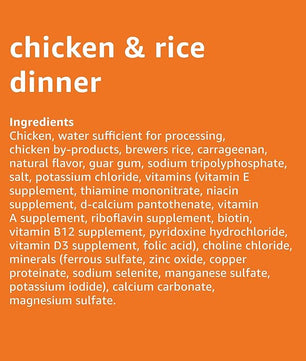 Amazon Basics Chopped Ground Dinner Wet Dog Food Variety Pack, Chicken and Rice Flavor and Chopped Dinner with Chicken, Made with Natural Ingredients, 13.2oz Cans (Pack of 12)