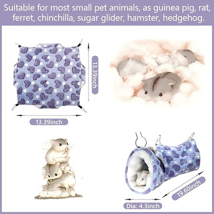 LEFTSTARER Guinea Pig Ferret Rat Hammock Toy Small Animal Cage Accessories Hideout Tunnel & Bunkbed Hammock for Rat Ferret Guinea Pig Hamster Sugar Glider Chinchilla