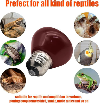Mini Reptile Heat Lamp, 25w Infrared Ceramic Heat Emitter, No Light Emitting Reptile Heat Bulbs,Ceramic Heat Lamp for Amphibian, Chicken Coop,Cat, Turtle, Snake,Terrarium (2, 100 W)