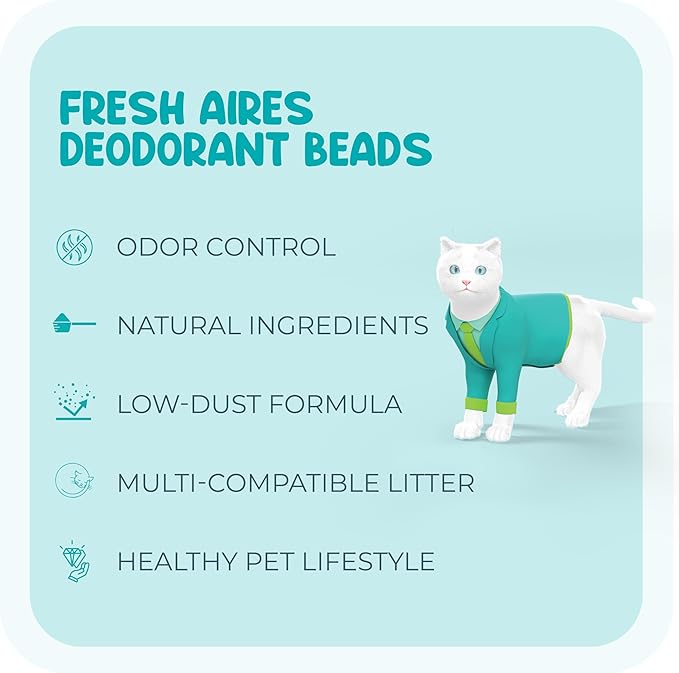Cat Deodorant Beads - Green Apple Scent, Low-Dust & Non Toxic Litter Box, Superior Odor Control, Pet Safe Kitty Litter Deodorizer - Cat Litter Scent Deodorizer for Cleaner Air