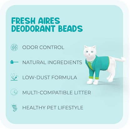 Cat Deodorant Beads - Green Apple Scent, Low-Dust & Non Toxic Litter Box, Superior Odor Control, Pet Safe Kitty Litter Deodorizer - Cat Litter Scent Deodorizer for Cleaner Air