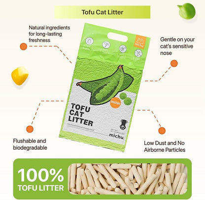 Tofu Cat Litter Natural Clumping Tofu Cat Litter, Fast Clumping and Easily Scoop-able 5.5lb/88oz 5 Scents - Rainbow Combo, 6 Pack
