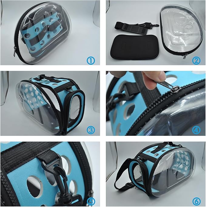 Carrier Bag for Guinea Pig,Portable Small Animal Carriers Pouch,Outgoing Rabbit Travel Carrying Case with 10PCS Disposable Underpads Breathable & Transparent for Hamster Bird Squirrel