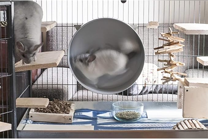 15" Chin-Sprint : All-Metal Durable, Fast Exercise Wheel - for Chinchillas, Prairie Dogs, Rats, Degus, Hedgehogs, Opossums & Other Small Pets (Black)