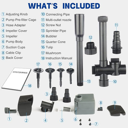 OYO WATER Pond Pumps Submersible Outdoor,780GPH Water Fountain Pump with Fountain Kits for Small Ponds