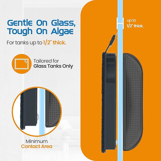 Flipper Cleaner Float - 2-in-1 Floating Magnetic Aquarium Glass Cleaner - Fish Tank Cleaner - Scrubber & Scraper Aquarium Cleaning Tools - Floating Fish Tank Cleaner, Standard