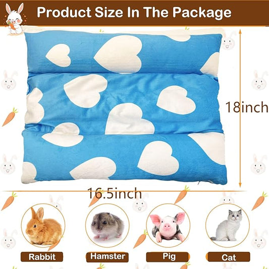 16.5 X 18in Removable and Washable Soft Rabbit Bed, Thickened and Softer Bunny Bed, Double-Sided Plush Rabbit Beds,Rabbits Concave Bed,Small Beds for Animals Indoor,Blue