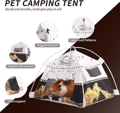 Hamster Mini Camping Tent Hideout, Syrian Hamster Tent House Rat Bed Without Installing, Lightweight & Easy to Clean, Suitable for Mouse, Fancy Rat, Chipmunk and Mini Guinea Pig (Grey)