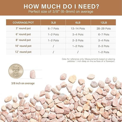 NUPICK 12 lbs Pebbles for Indoor Plants, 3/8 Inch Pea Gravel for Fish Tank, Decorative Rocks for Succulent, Natural River Stones for Vases, Cactus, Landscaping, Bird Bath, Aquarium, Peach