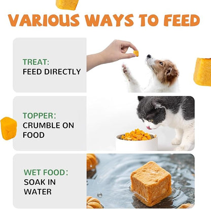 Freeze-Dried Pumpkin Treats for Dogs & Cats – High Fiber, Single Ingredient Natural Snacks for Digestion & Gut Health, Healthy Food Toppers, 1.58 oz