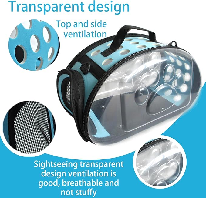 Carrier Bag for Guinea Pig,Portable Small Animal Carriers Pouch,Outgoing Rabbit Travel Carrying Case with 10PCS Disposable Underpads Breathable & Transparent for Hamster Bird Squirrel