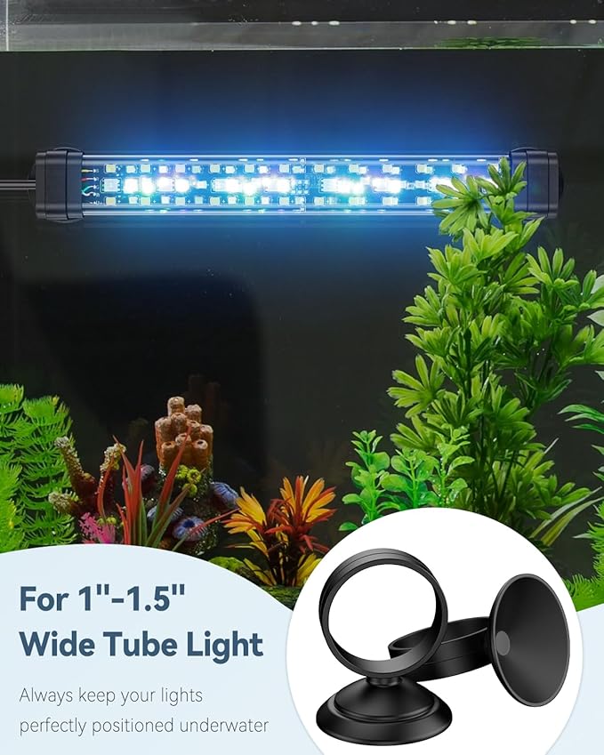 Pawfly 6 Pcs Fish Tank Tube Light Suction Cups Aquarium Suction Cups for 1" to 1.5" Wide Aquarium Tube Light Holders Suckers with 1 Inch Elastic Rubber Ring (Not for Airline Tubing)