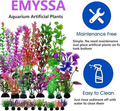25pcs Fish Tank Accessories Aquarium Artificial Plants, Fish Tank Decorations Plants, Aquarium Decor Artificial Plants, Small to Large