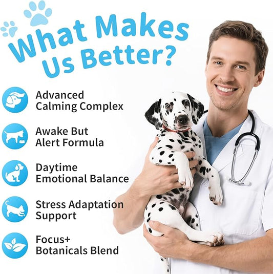 Calming Chews for Dogs – Calming Treats for Anxiety, Stress, Separation, Travel & Thunder, Non-Drowsy Alternative to Melatonin, Calm & Focus with Chamomile & Ashwagandha, Bacon Flavor, 60Ct