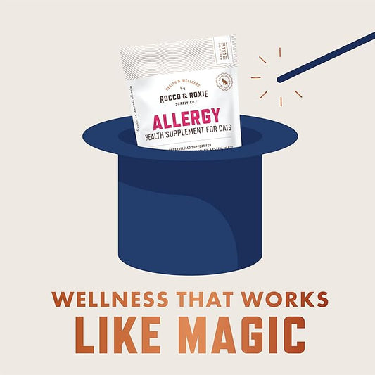 Rocco & Roxie Allergy Relief for Cats, Cat Supplements & Vitamins, Probiotics to Support Gut Health, Fish Oil for Skin, Sneezing and Itching from Seasonal Allergies, Tart Cherry Immune System Support