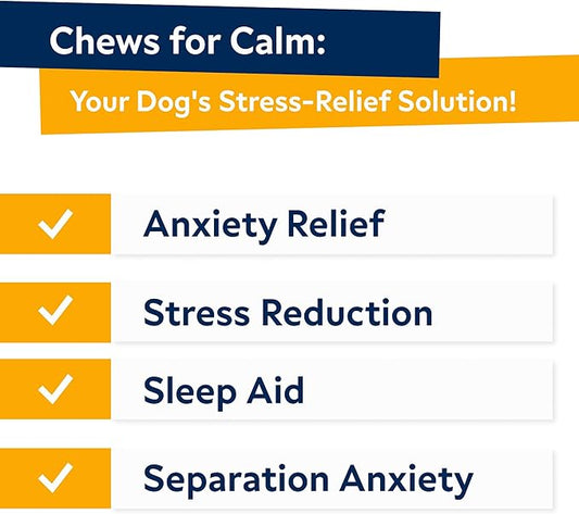 STRELLALAB Hemp Calming Chews for Dogs - Melatonin Dog Treats - Anxiety Relief - Calming Chews - Sleep & Stress Aid for Separation - 180 Treats