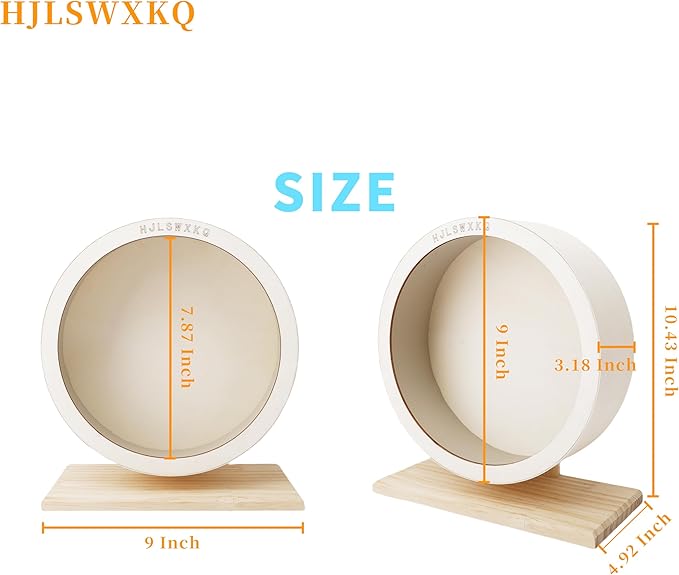 Hamster Silent Exercise Wheel – Wooden Hamster Wheel with Removable Washable Track, Quiet Exercise Wheel for Gerbils, Mice, Chinchilla,Small Animal – Prevents Boredom Depression(M)
