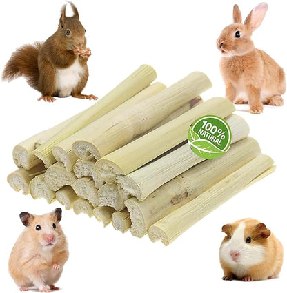 Rabbit Toys,400g (14.1oz) Bunny Chew Sweet Bamboo Sticks,100% Organic Natural Hamster Molar Treat,Guinea Pig Food Snack Stuff for Clean Teeth Pet Squirrel Rat Chinchilla Hedgehog Gerbil