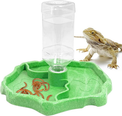 Tfwadmx 9oz Reptile Water Bottle Turtle Automatic Feeders Waterer Food and Water Bowl pet Dispenser Bottle Feeding Dish for Lizard Chameleon(Luminous)